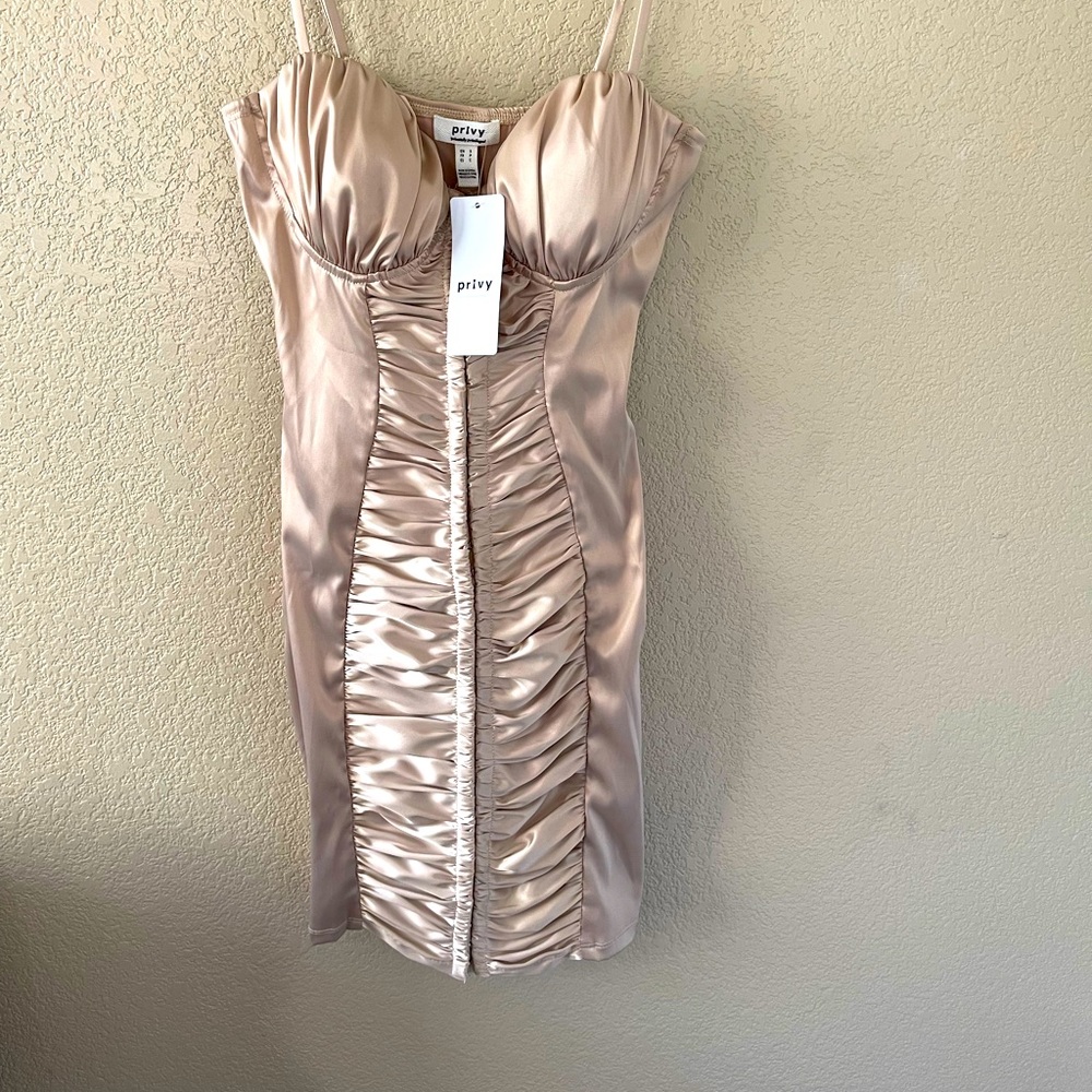 Gold Beige Mini Dress
